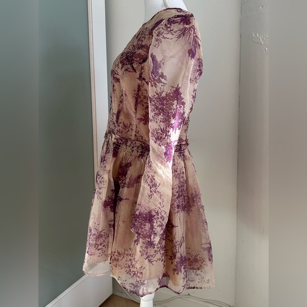 ASOS Beige and Purple Floral Mini Dress - Picture 4 of 9